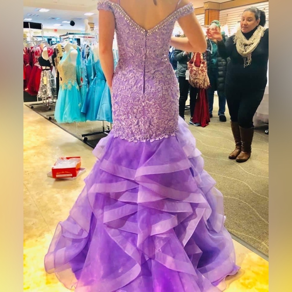 Purple Mermaid Prom Dress Sleeveless Scoop Neck Beaded Formal Dress main image 0